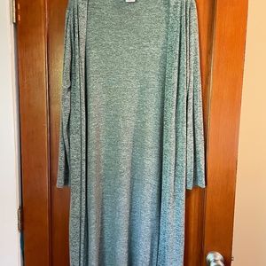 Hello Mello Marled Green/Gray Long Cardigan One Size
